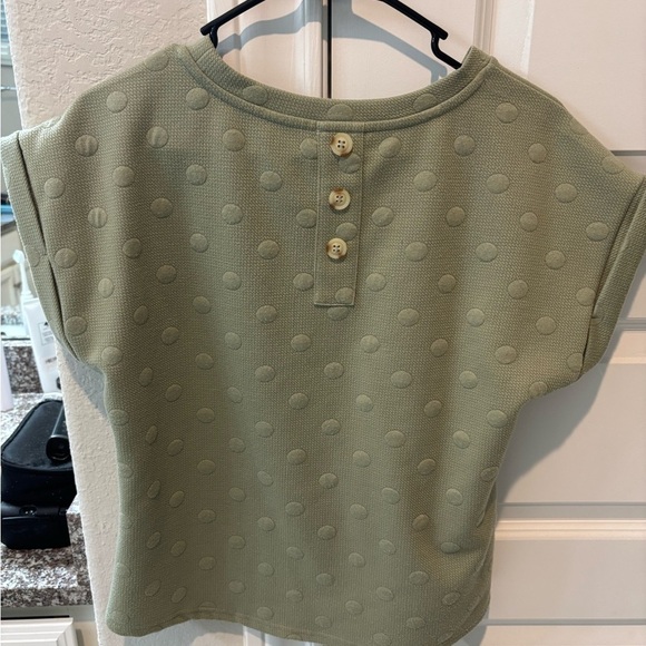 Olive Green polka dot Blue Pepper small short sleeve top - Picture 6 of 8
